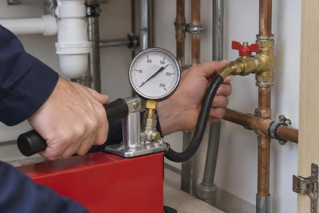 Lekdetectie Beekbergen – druktest op een waterleiding met een manometer