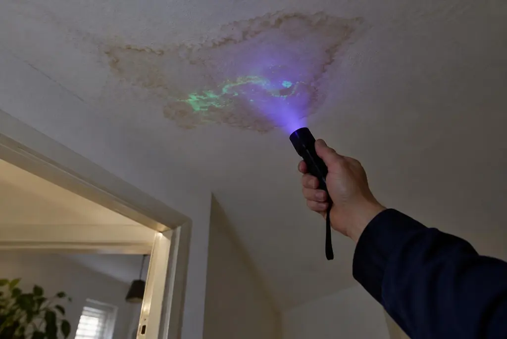 Lekdetectie Beekbergen – kleurstof controleren op het plafond met uv-licht